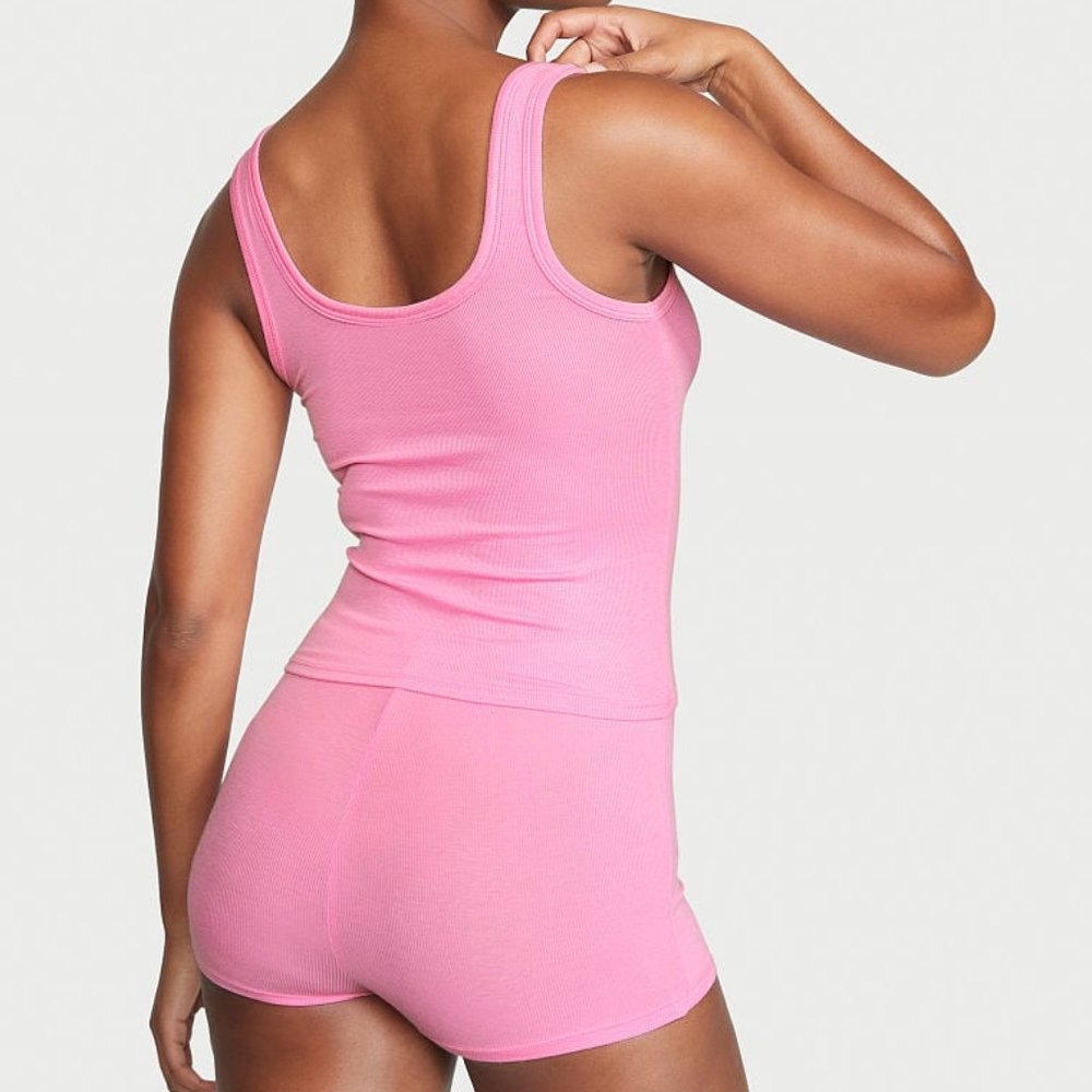 VS XL Ribbed Modal Henley Tank Short Set Pink Pajama PJs P.J.'s So Comfy! NWT - Picture 2 of 4